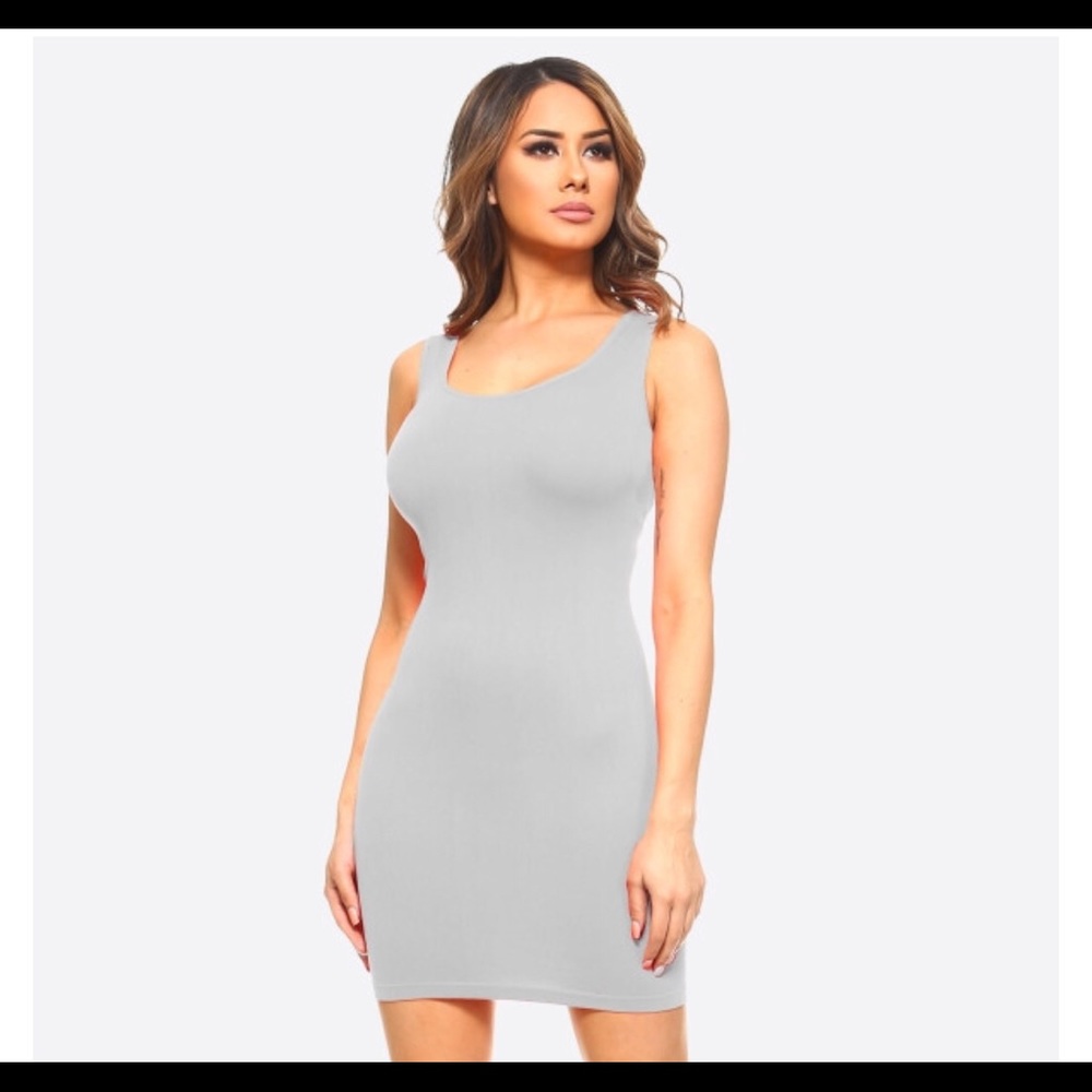 Traditional Ribbon Tank Dress Light Gray Sexy New